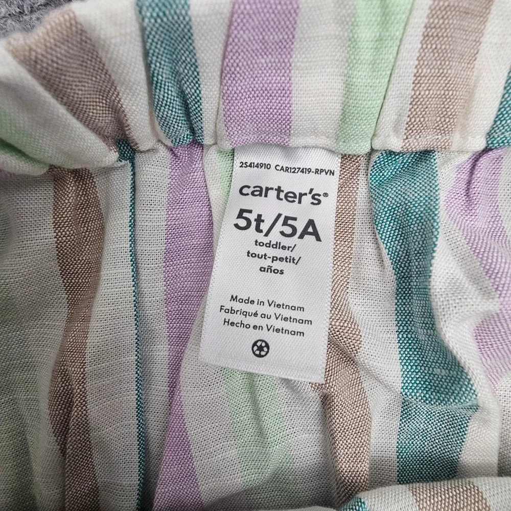 Carter's‎ Peplum Top Girls 5T Striped Multicolor EcoVero Cotton Short Sleeve
